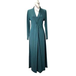 Soft Surroundings Lagia Teal Green Long Sleeve Maxi Dress Size Medium